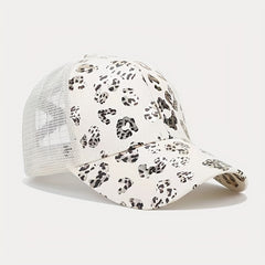 Leopard Ponytail Hole Adjustable Baseball Cap Hip Hop Hat