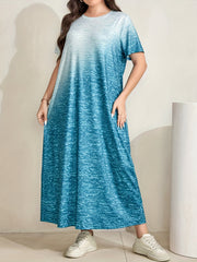 Ombre Print Short Sleeve Maxi Dress