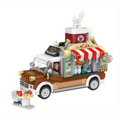 Coffee Cart Model Toy DIY Fun Assembly Building Blocks Adult Kids Toy Gift