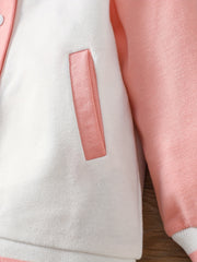 Baby Girls Casual Baseball Coat Long Sleeve Buckle Jacket For Sports