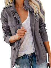 Warm Stand Collar Jacket with Pockets