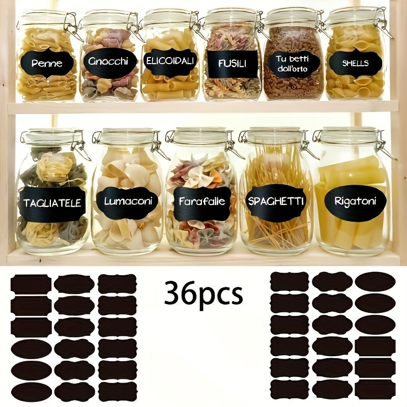 36pcs Reusable Food Storage Container Labels Waterproof Blackboard Sticker