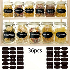 36pcs Reusable Food Storage Container Labels Waterproof Blackboard Sticker