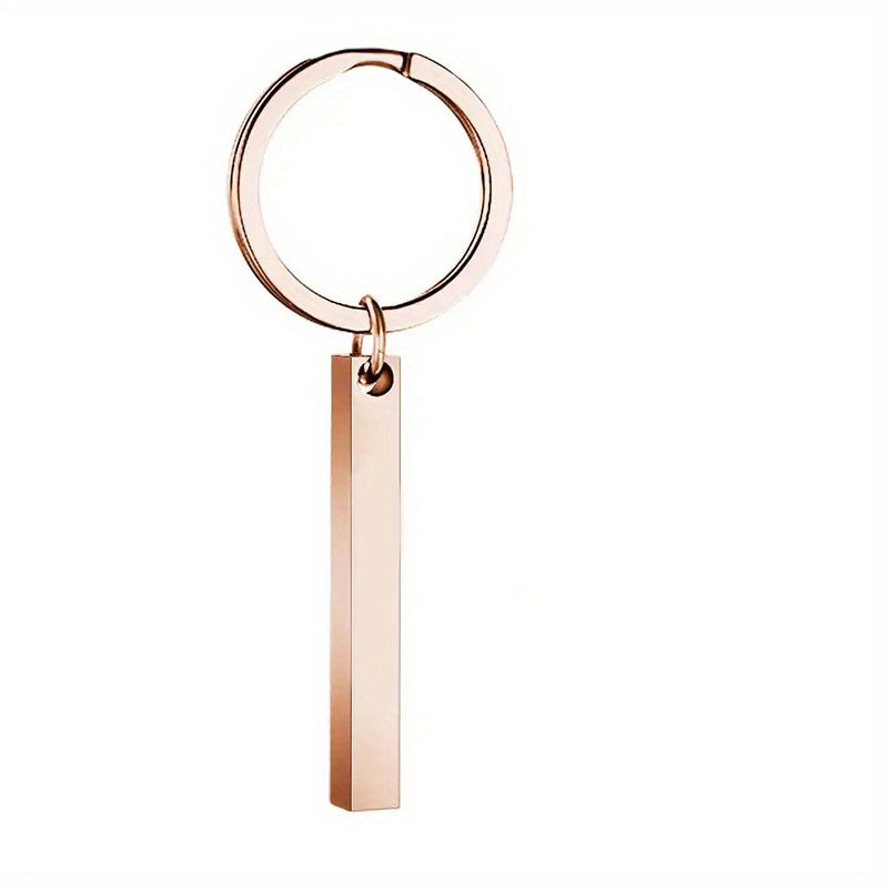 Custom Engraved Name Bar Keychain Stainless Steel Men's Gift