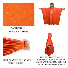 Emergency Blanket Ponchos - Stay Warm & Dry Outdoors - 2pcs
