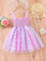 Toddler Girls Butterfly Applique Frill Trim Cami Dress