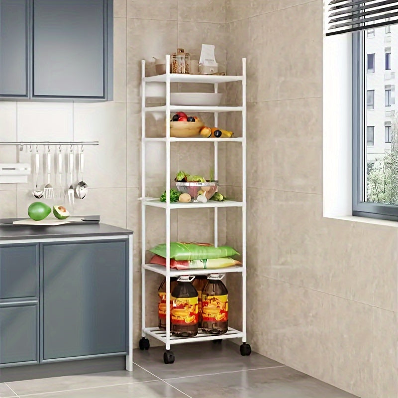 1pc Kitchen Carbon Steel Storage Shelves Pot Rack Floor Kitchen Storage Rack