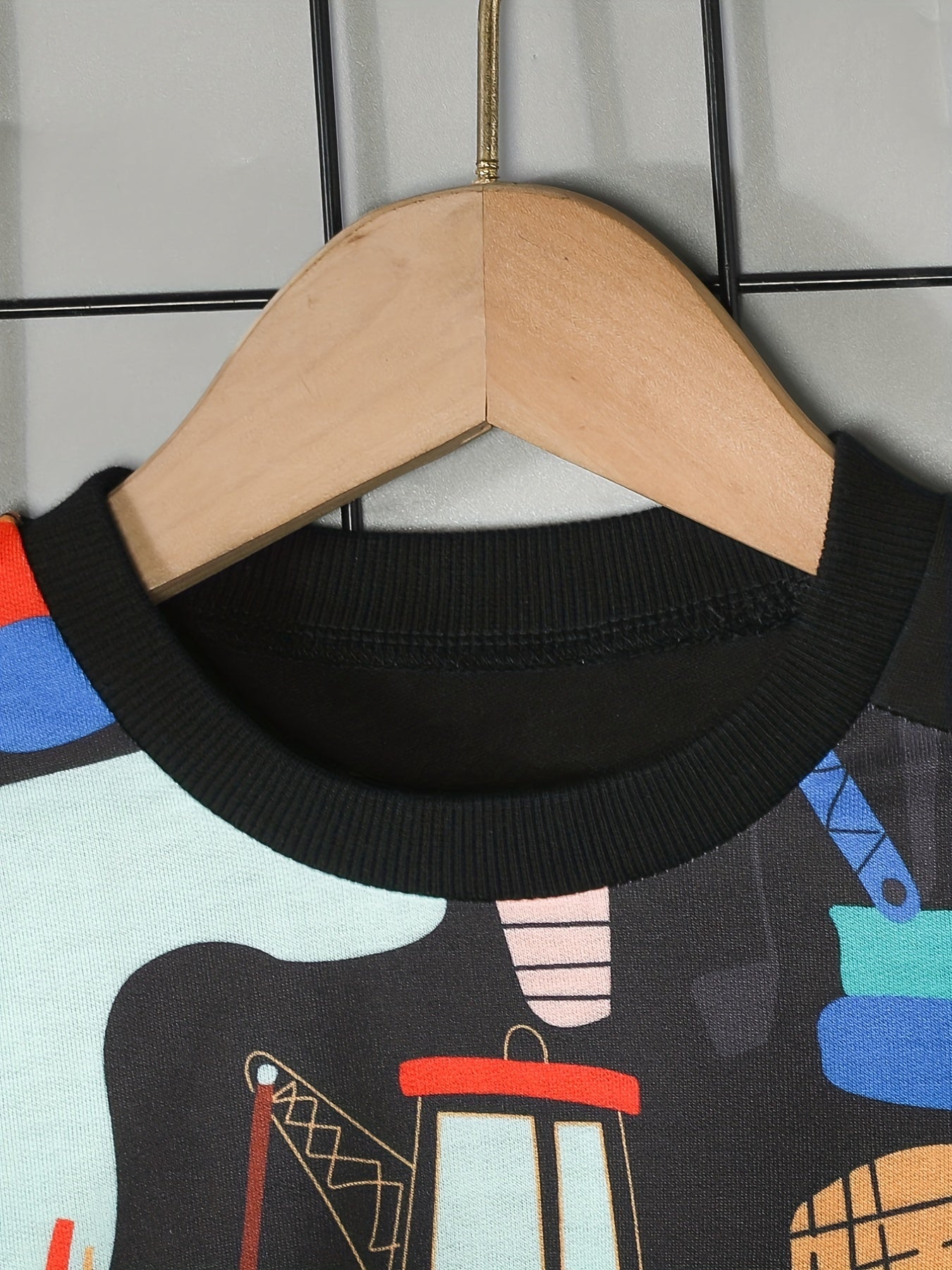 Boy's Excavator Pattern Outfit 2pcs Set for Spring Fall