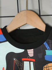 Boy's Excavator Pattern Outfit 2pcs Set for Spring Fall