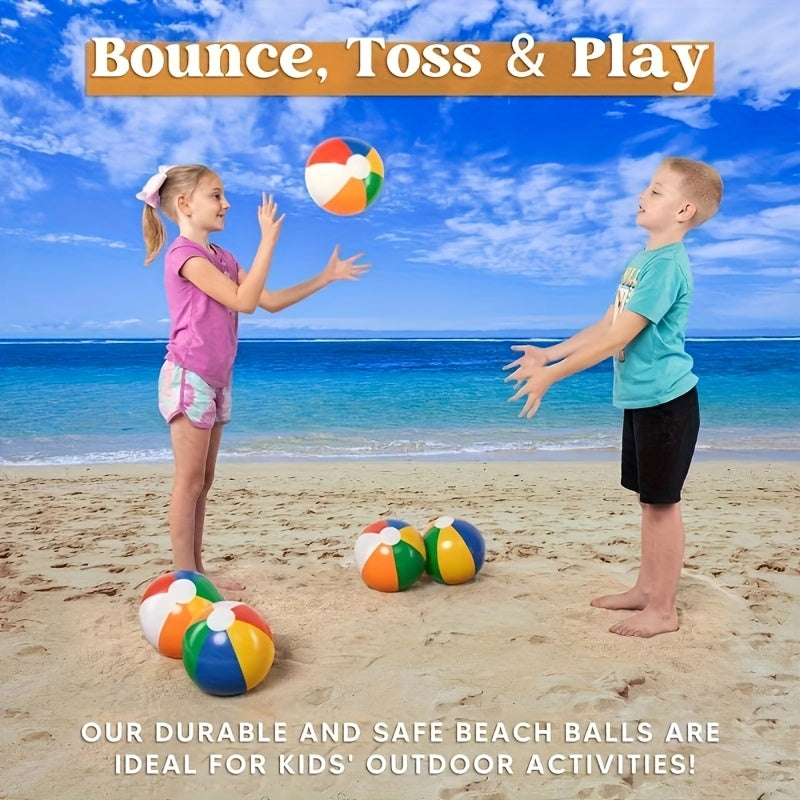 3pc Large 10" Inflatable Beach Balls Heavy Duty Pool Toys Classic Rainbow C