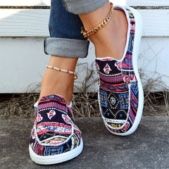 Tribal Style Canvas Slip-On Platform Shoes