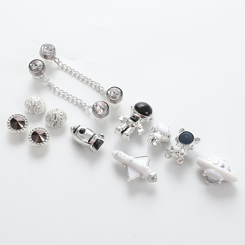 Silver Spaceman Clogs with Detachable Decor for Shoes