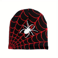 Goth Spider Pattern Beanie Y2K Knitted Beanie Cap Unisex Hip Hop Skull Hat
