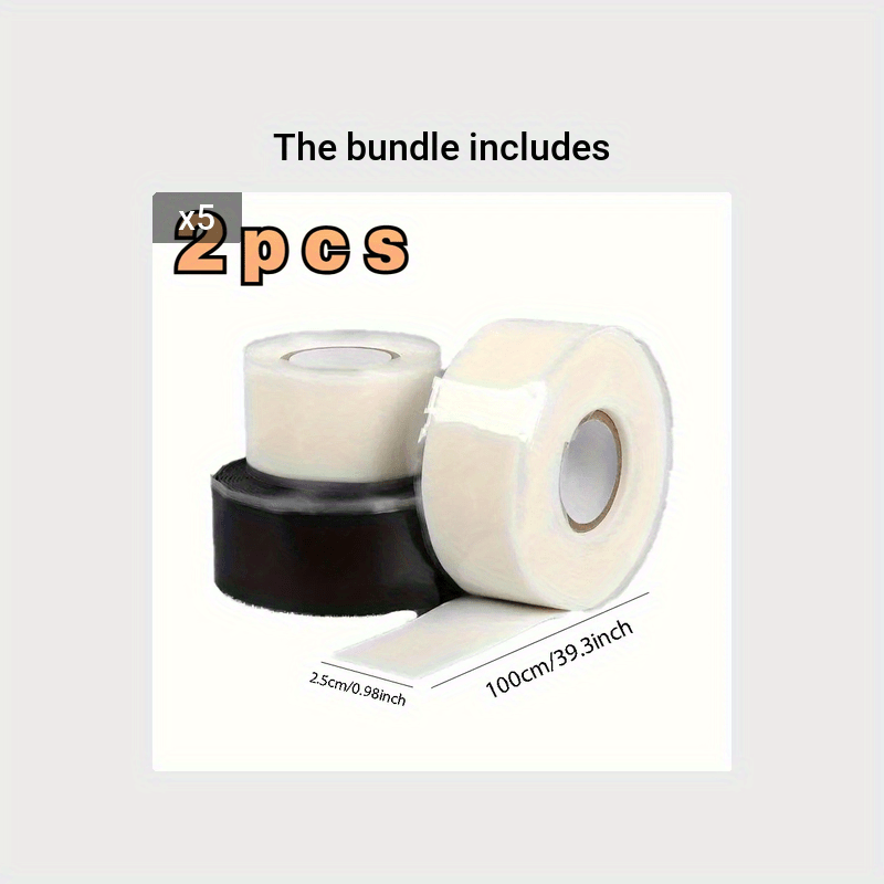 2 Rolls Silicone Tape Pipe Leak Repair Tape Waterproof