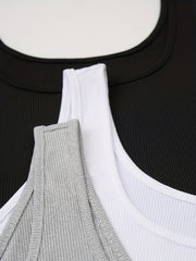 3-Pack Casual Sleeveless Crop Tank Tops for Summer