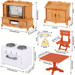 26pcs Dollhouse Furniture 1 12 Doll House Furniture Table Chair TV Cabinet Set