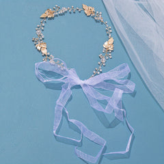 Girls Rhinestone Wreath Headband Princess Party Golden Hair Accessories