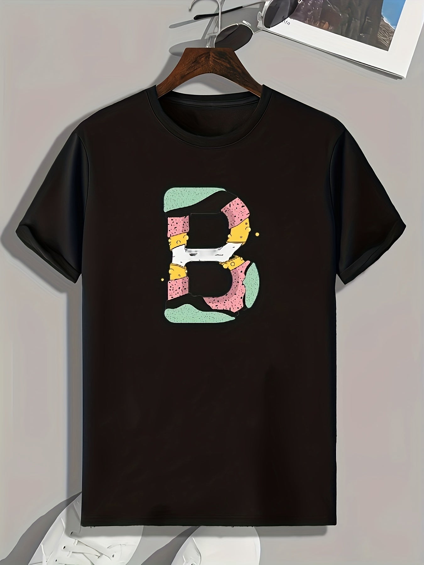 Men's B Print Graphic T shirt Casual Comfy Tee For Summer