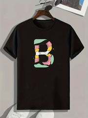 Men's B Print Graphic T shirt Casual Comfy Tee For Summer