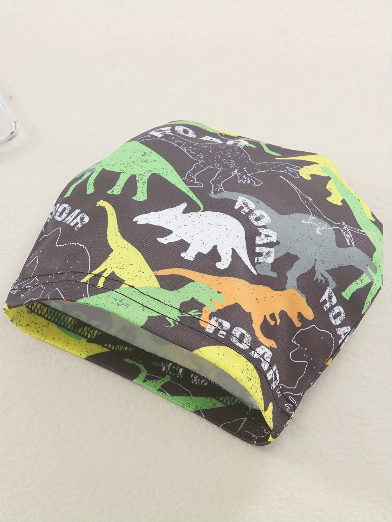 Boys Dinosaur Print Swim Trunks & Cap Set