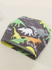 Boys Dinosaur Print Swim Trunks & Cap Set