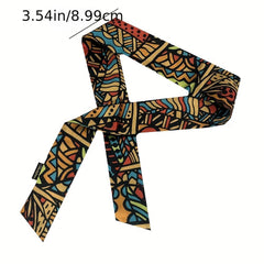 Boho Hair Satin Print Scarf Ladies Silk Scarf Women Bandana Long Double Layer
