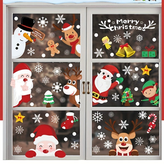 248pcs Christmas Snowflake Window Clings Stickers Xmas Decorations