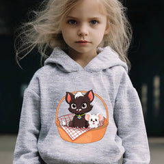Kid's Cat & Mouse Print Hoodie & Pants Set Girl's Sporty Clothes
