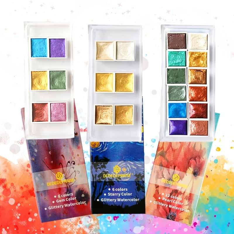 Dededepraise Metallic Watercolor Set Starry Watercolor In Portable Box