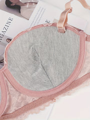 Contrast Lace Push Up Bra Comfy & Breathable Women's Lingerie