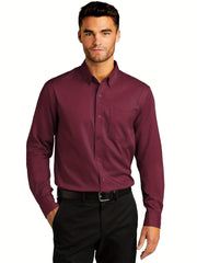 Men's Classic Button Up Shirt With Chest Pocket - Spring/Fall Business Attire