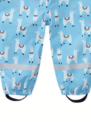 Cartoon Animal Print Rain Overalls for Girls