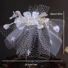 Bohemian Floral Mesh Bridal Headpiece with Veil