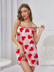Heart Print Spaghetti Strap Nightdress