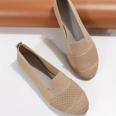 Women's Knitted Ballet Flats Soft Sole Slip On Shoes Almond Toe