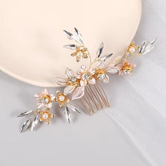 Crystal Bride Wedding Hair Comb with Pearl Bridal Side Combs