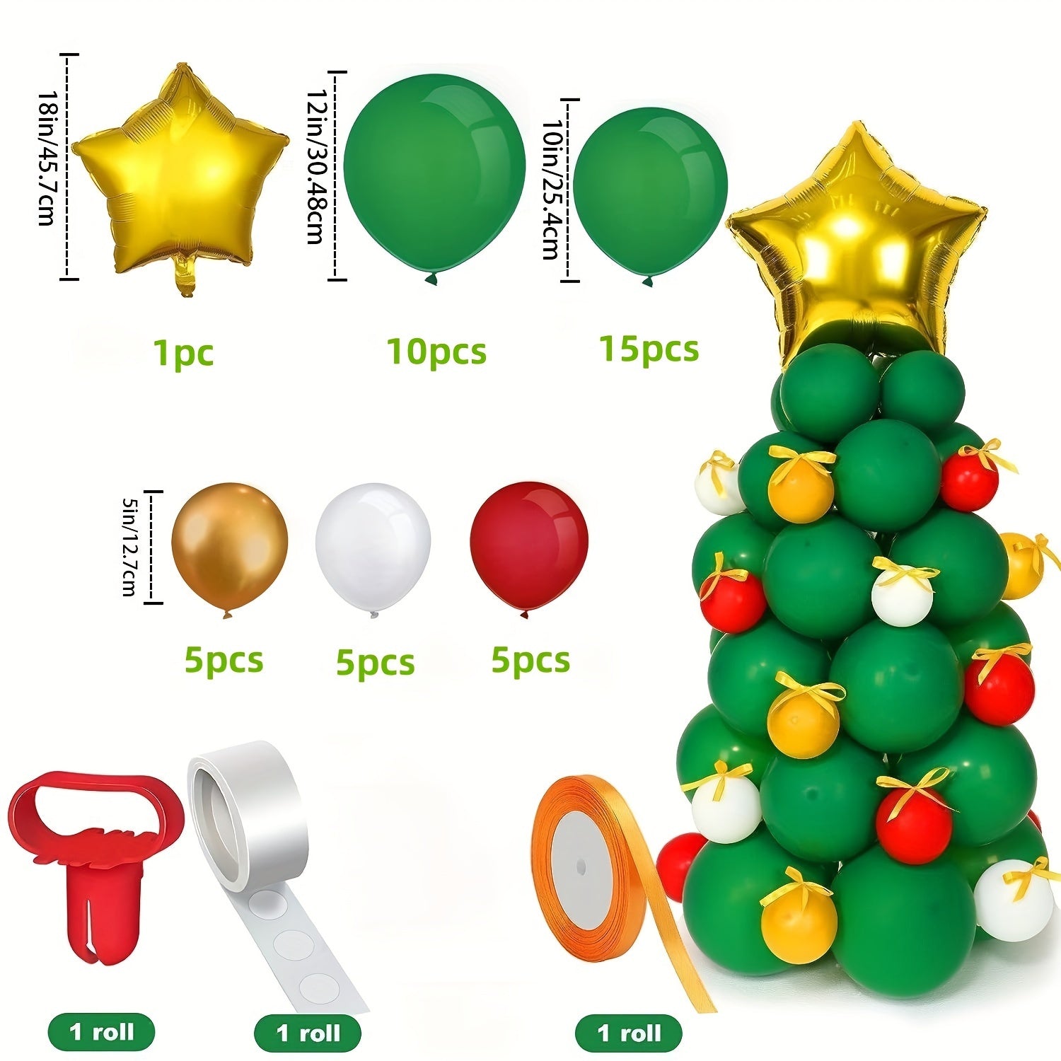44pcs Christmas Tree Balloons Garland Kit - Christmas Party Decoration