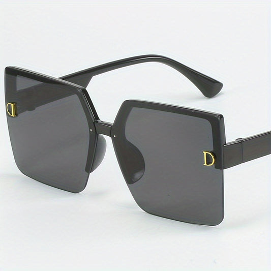 Oversized Rimless Square Sunglasses Gradient Lens UV400