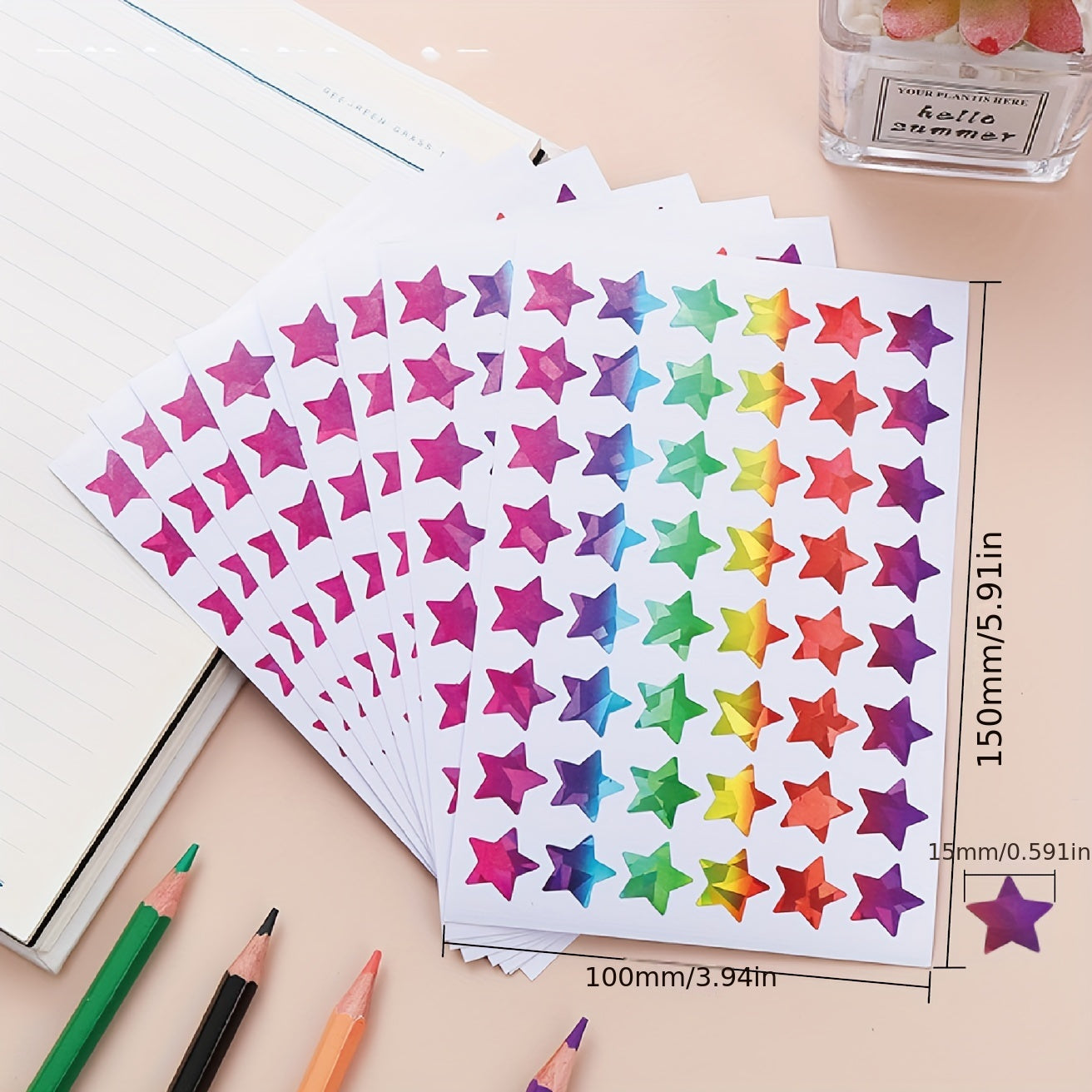 10 Sheets Star Stickers Small Stars Holographic Glitter Foil Stickers