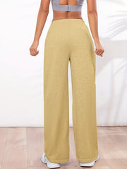 Solid Straight Leg Pants Casual Elastic Waist Women's Clothing