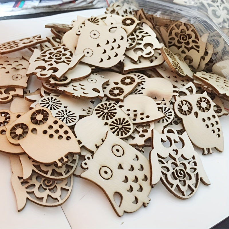 10pcs Wooden Owl Mix Shapes 1.5in DIY Perfect for Painting & Decoration