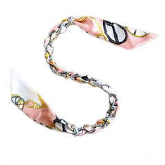 2pcs Pink Skinny Scarf & Scarf Ring Set Faux Pearl Camellia Shawl Buckle