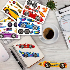 8pcs Racing Stickers Cartoon Car Self-adhesive Puzzle Party Stickers