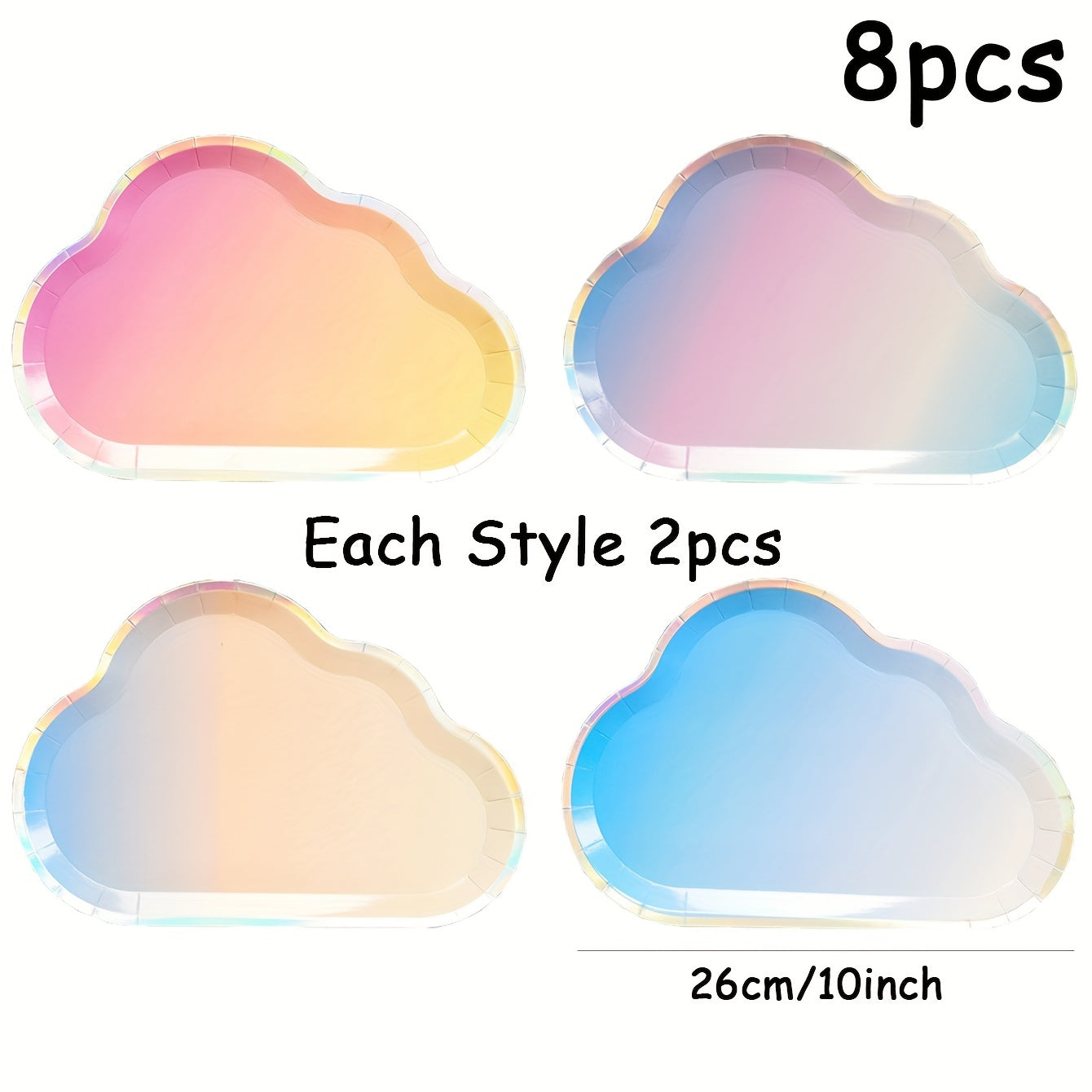 8pcs Rainbow Cloud Disposable Paper Plates for Parties & Weddings