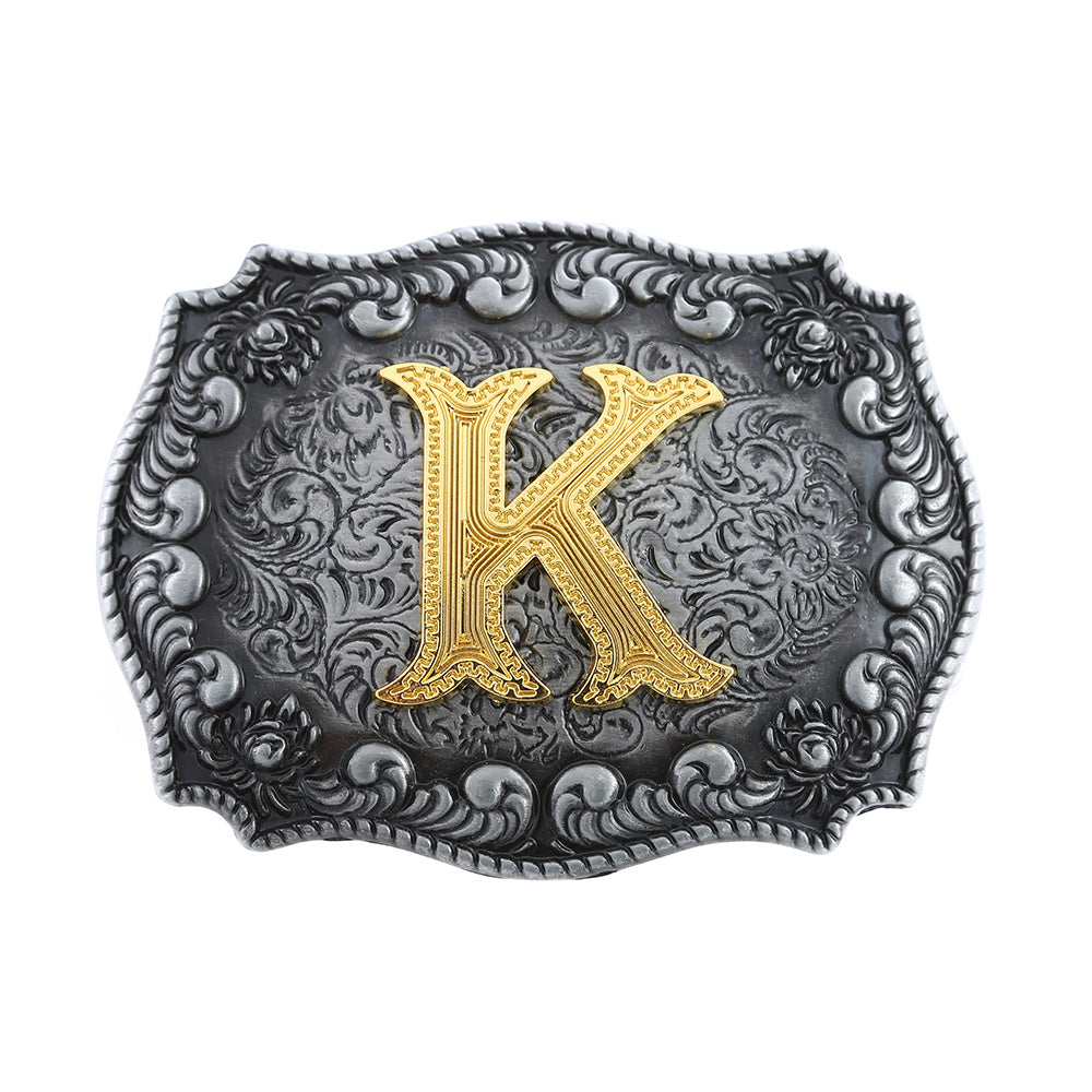 Western Cowboy Letter K Initial Belt Buckle