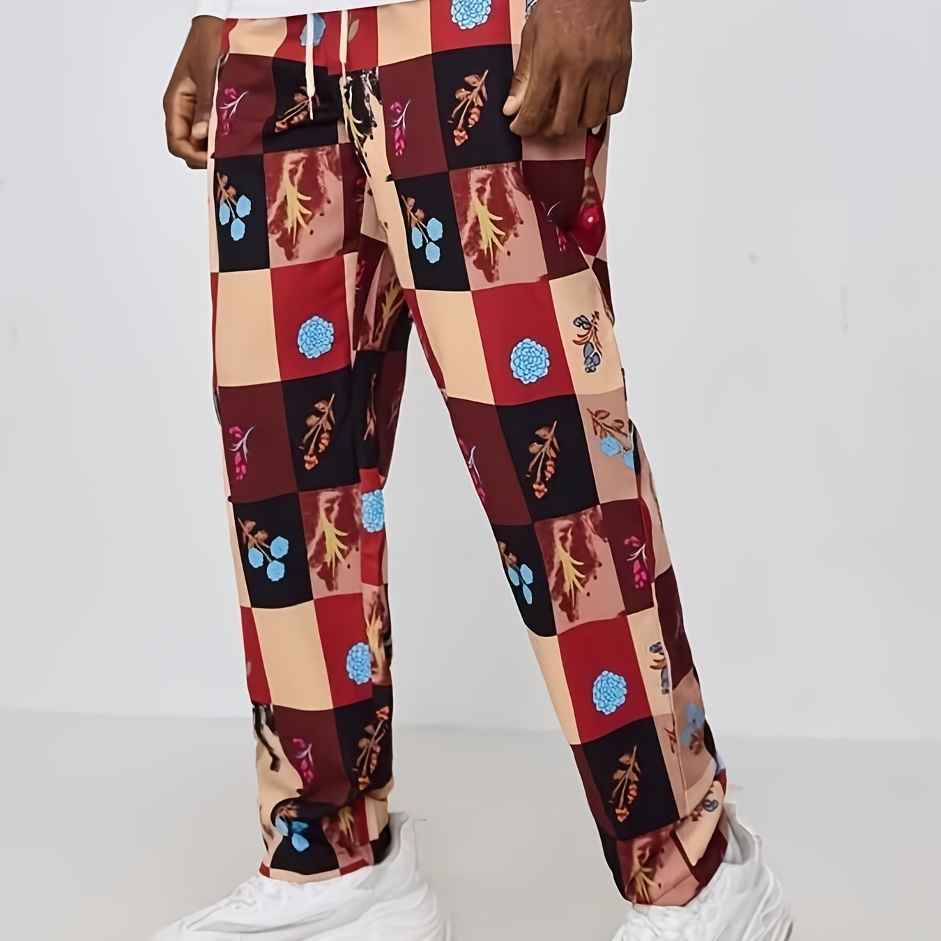 Men's Plaid Casual Pants Straight Leg Trousers