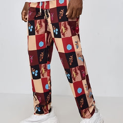 Men's Plaid Casual Pants Straight Leg Trousers