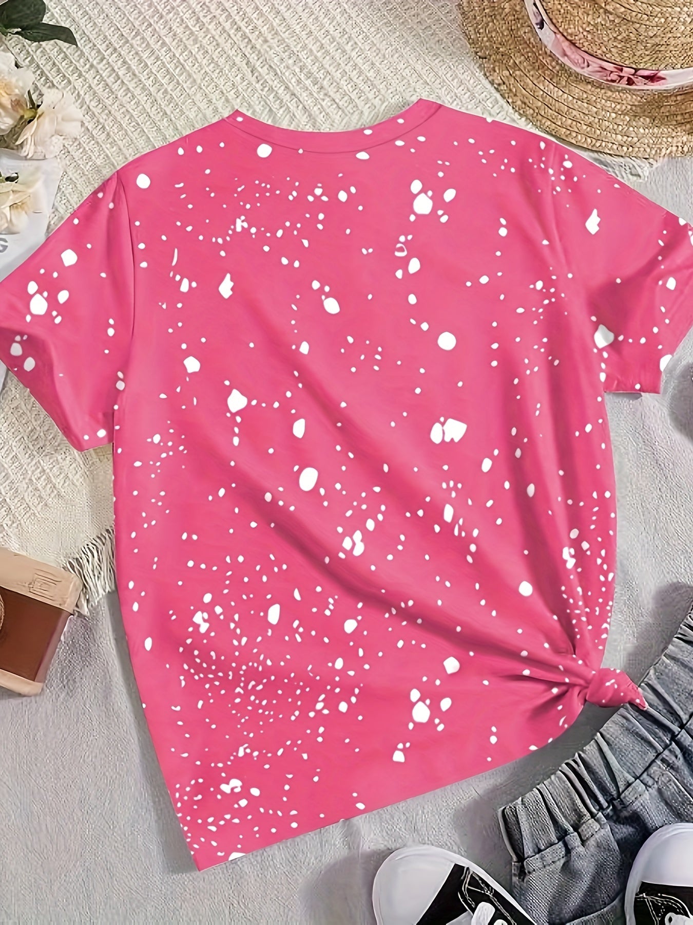 PEACE LOVE KIDLIFE Leopard Print Short Sleeve T shirt Girls Pullover