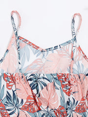 Girls Tropical Leaves V-neck Cami Dress for Party Holiday