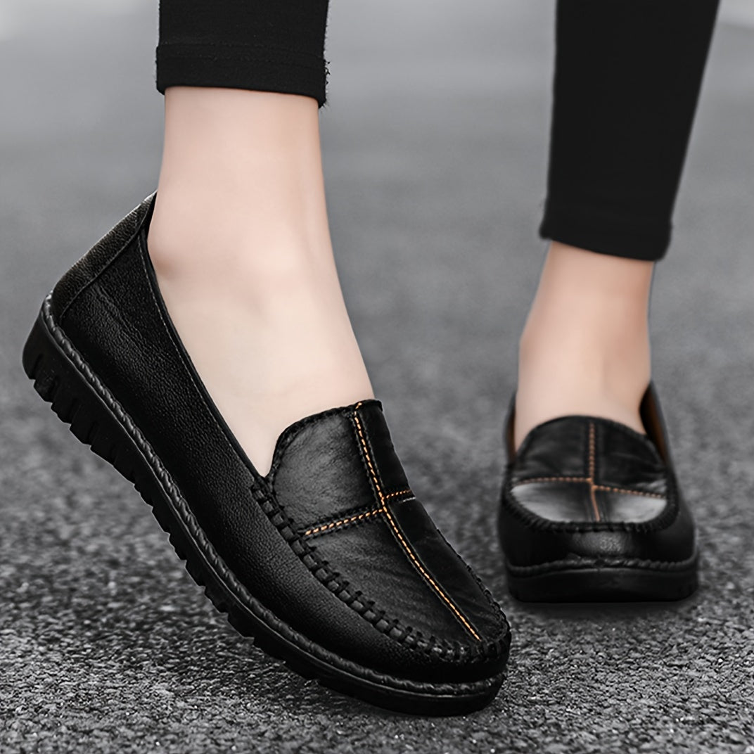 Women's Solid Loafers Slip-On Soft Sole Flat Shoes Daily Walking Shoes
